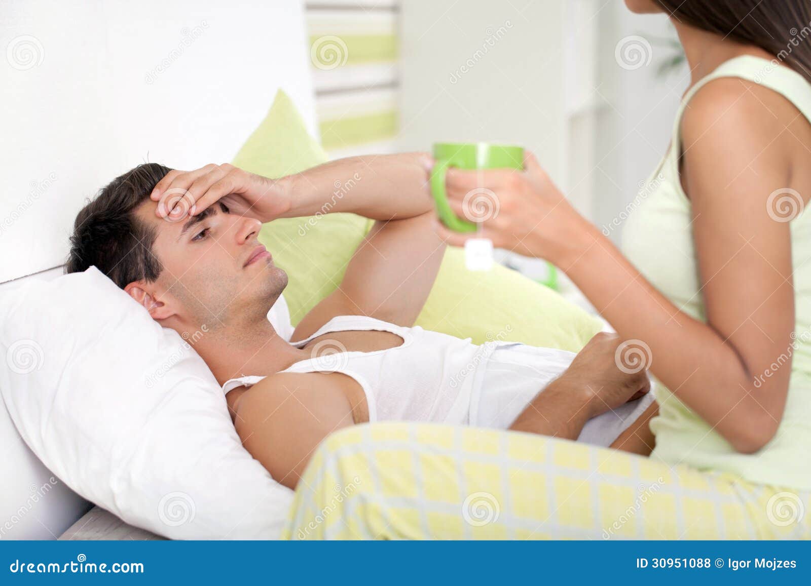 Husband Comforting Wife In Bedroom Stock Photo Image 73337469