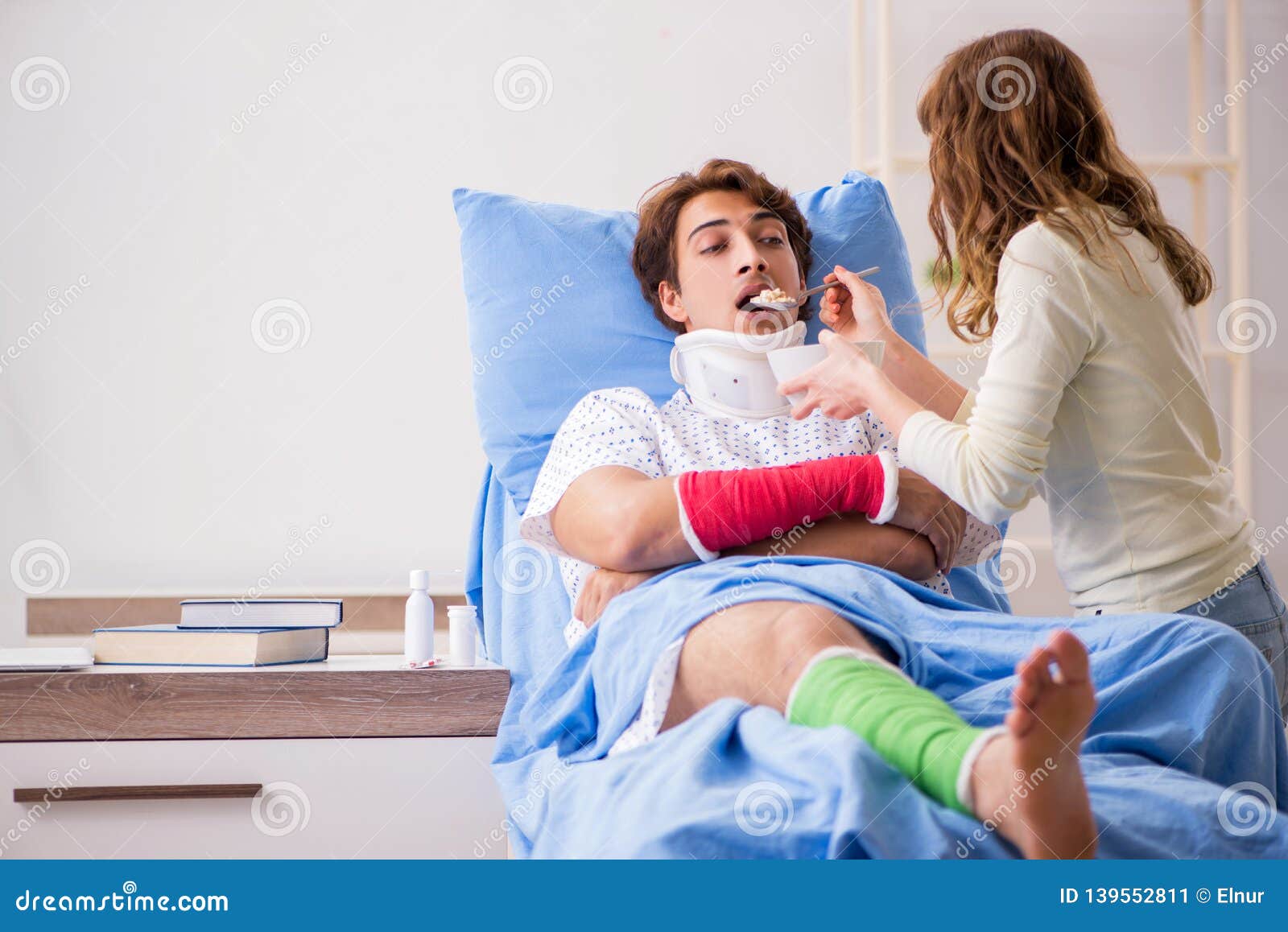 The Loving Wife Looking after Injured Husband in Hospital Stock Image ... picture