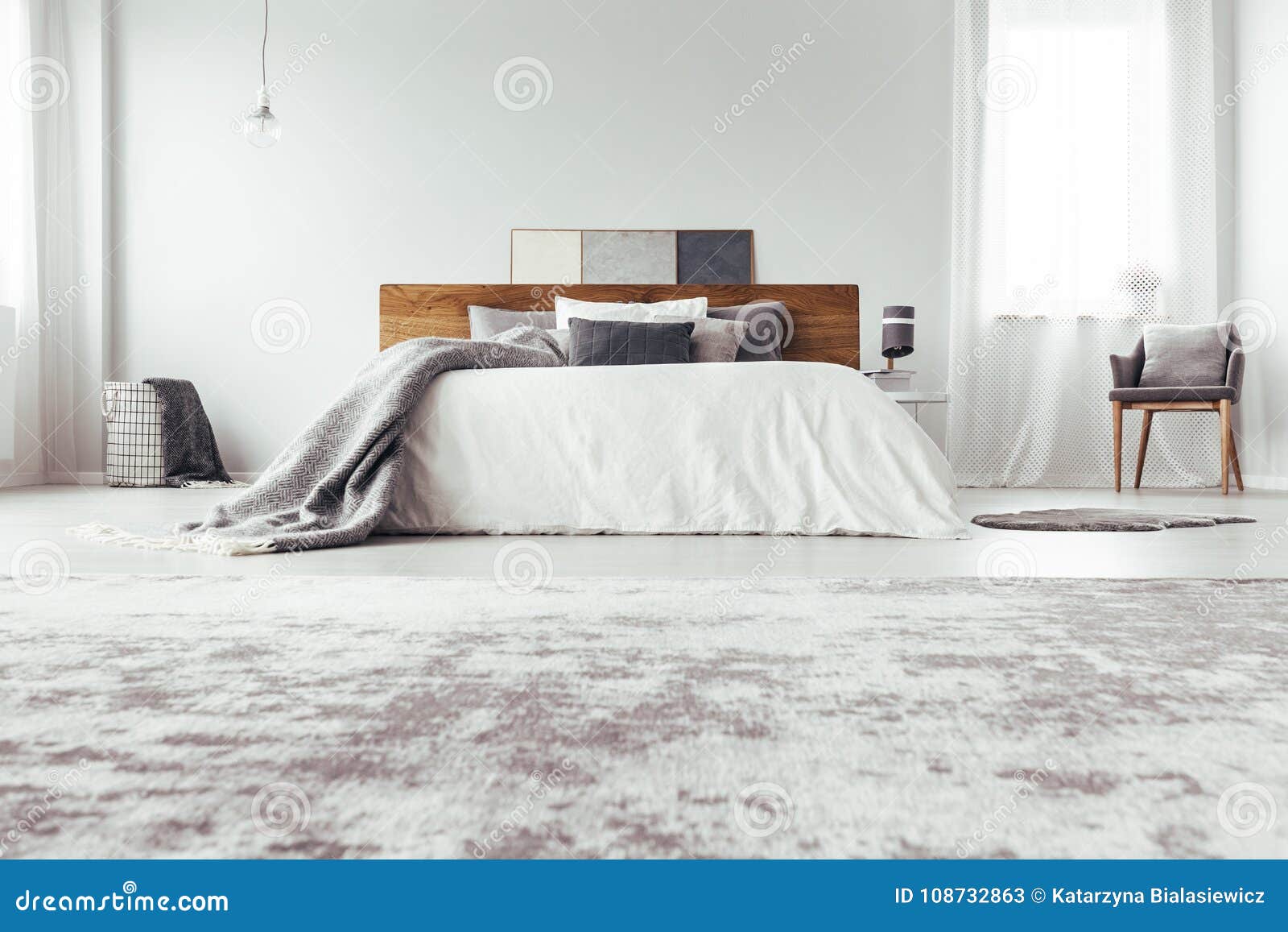 low angle of bedroom interior