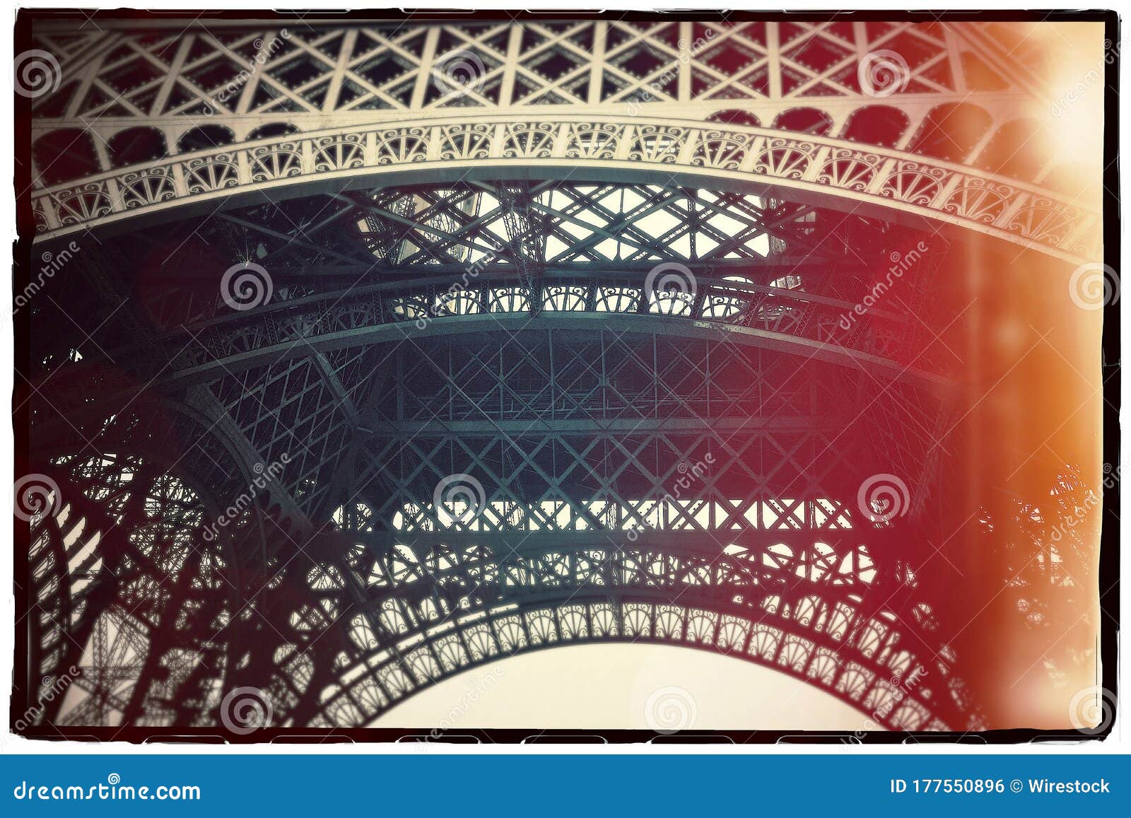 Low Angle Closeup Shot of the Eiffel Tower with Special Effects in