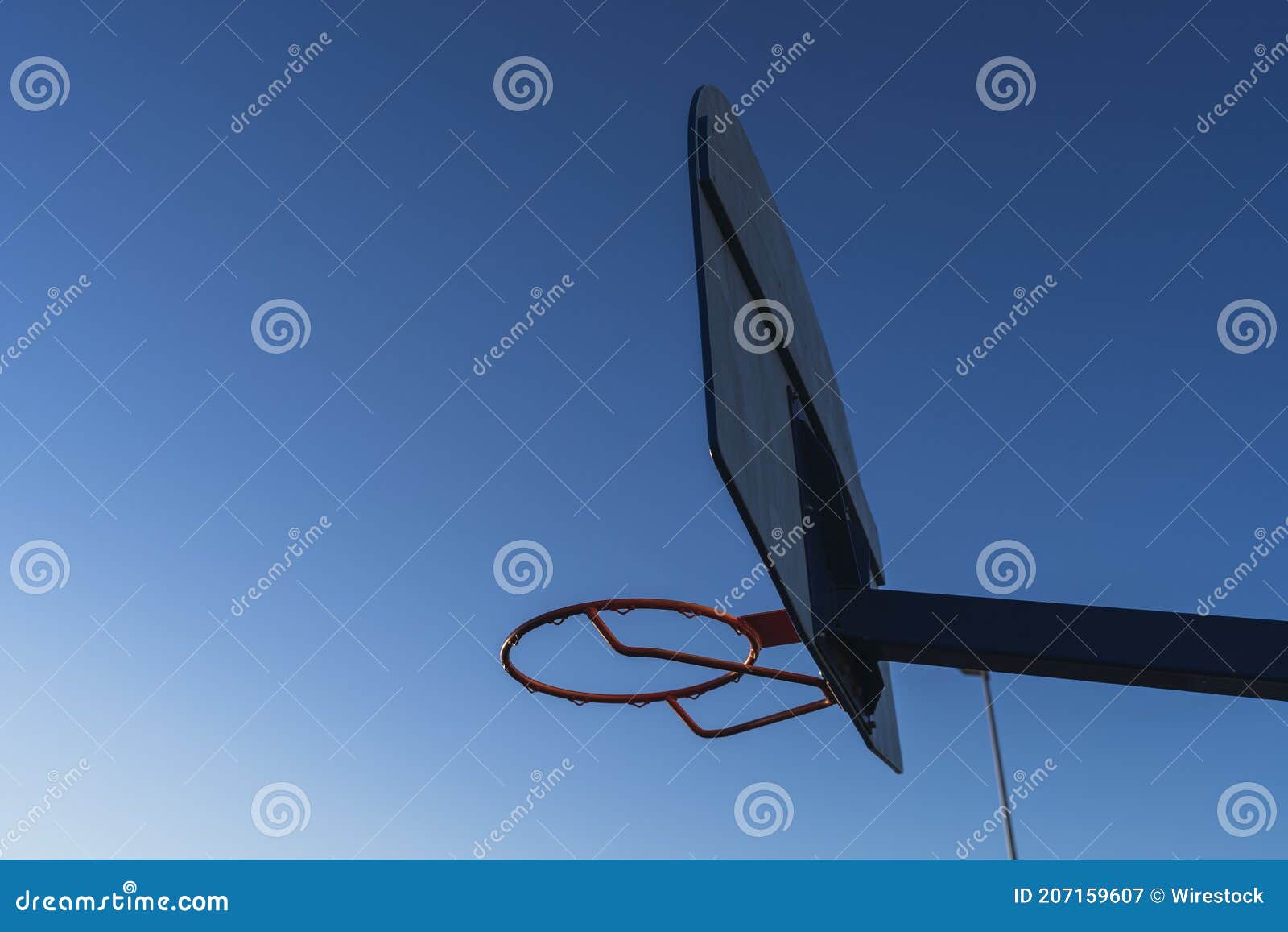 Low Angle Shot of a Basketball Hoop without a Net Stock Image Image