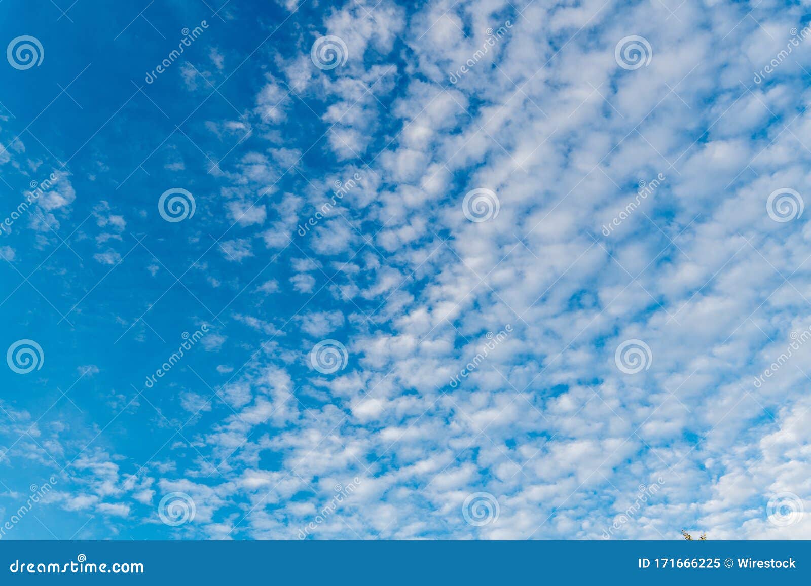 Low Angle Shot Of A Beautiful Cumulus Cloud In A Clear Blue Sky Stock