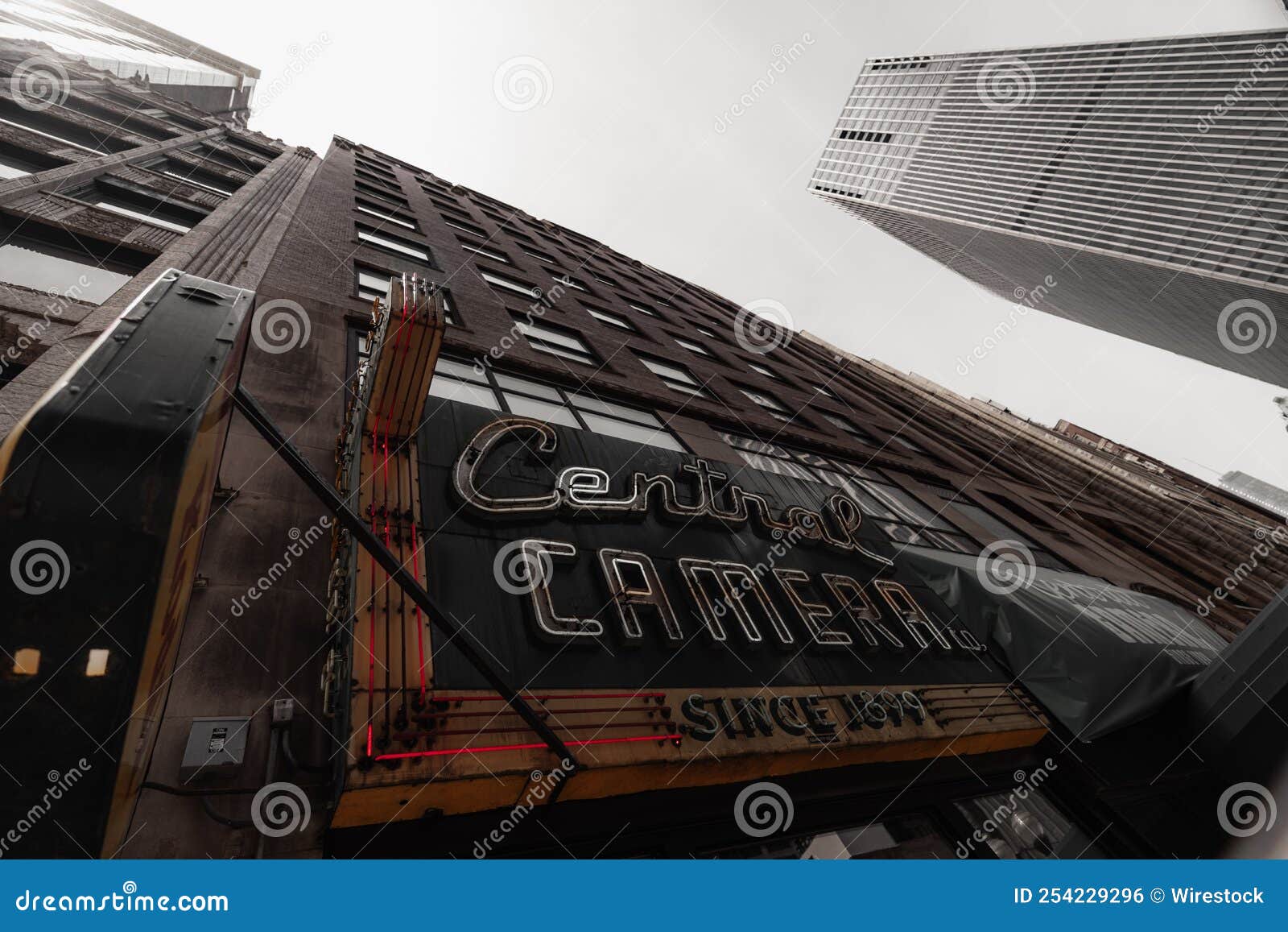 Low Angle Shot of Central Cameras Co Store Front Sign Editorial Photo