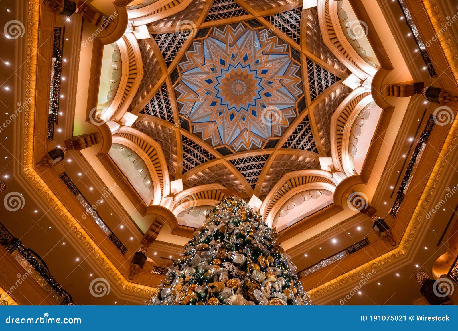 Low Angle Shot of the Christmas Tree in Emirates Palace in Abu Dhabi