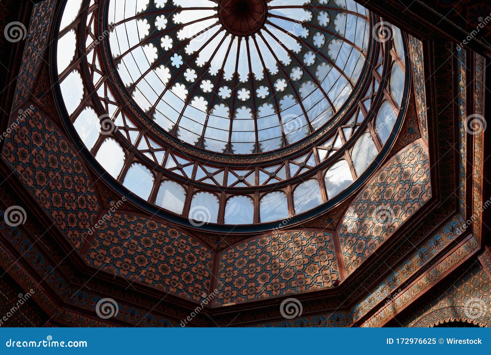 low angle shot of the dome of the doe in morisco kiosk in  alameda de santa marÃÂ­a park, mexico city