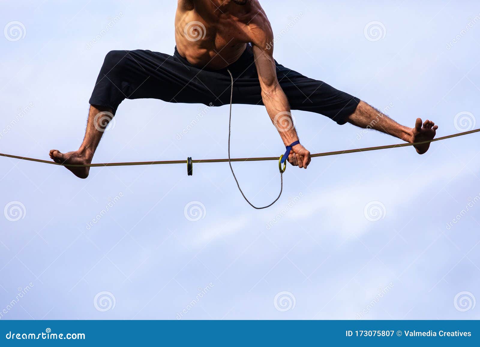 tightrope artist performs at festival