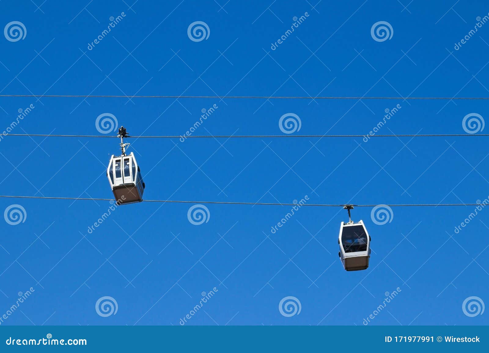 Low Angle Shot of a Ropeway Over the City Under the Clear Sky Stock Image Image of cabin