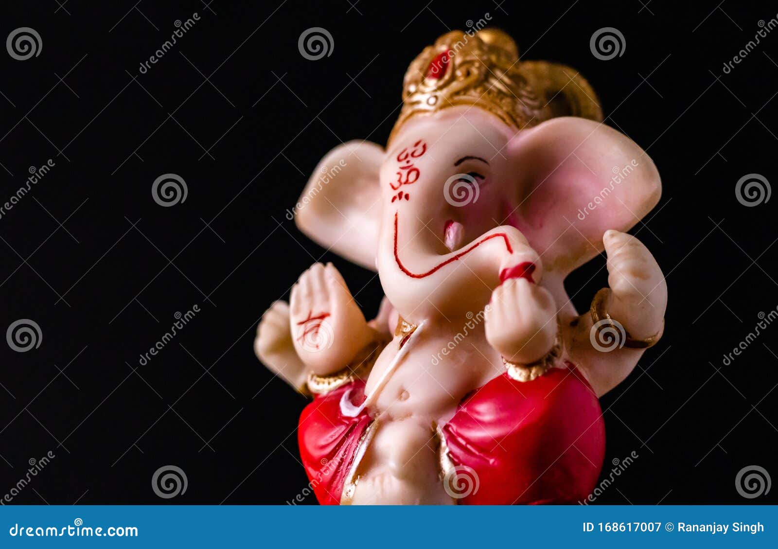 Low Angle Side View Close Up of Beautiful Ganesha Statue in ...