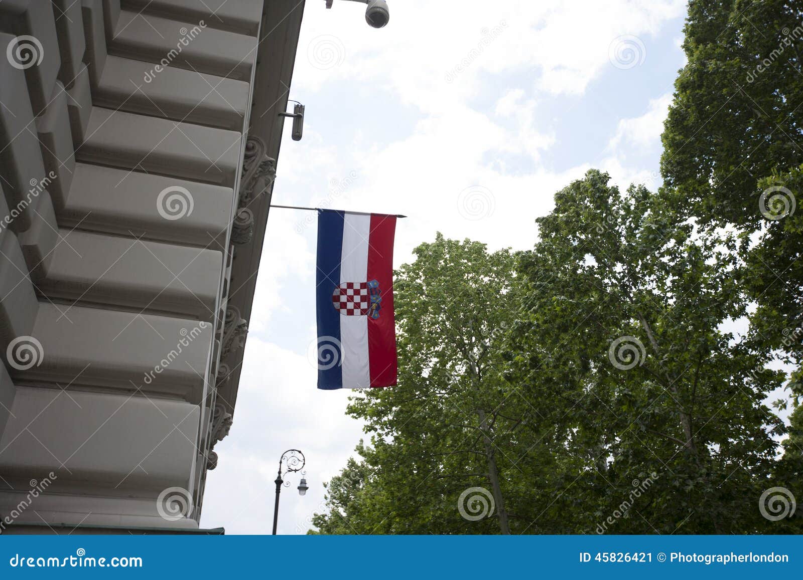 Low Angle View of Croatian Flag Hanging on Parliament Building, Zagreb ...