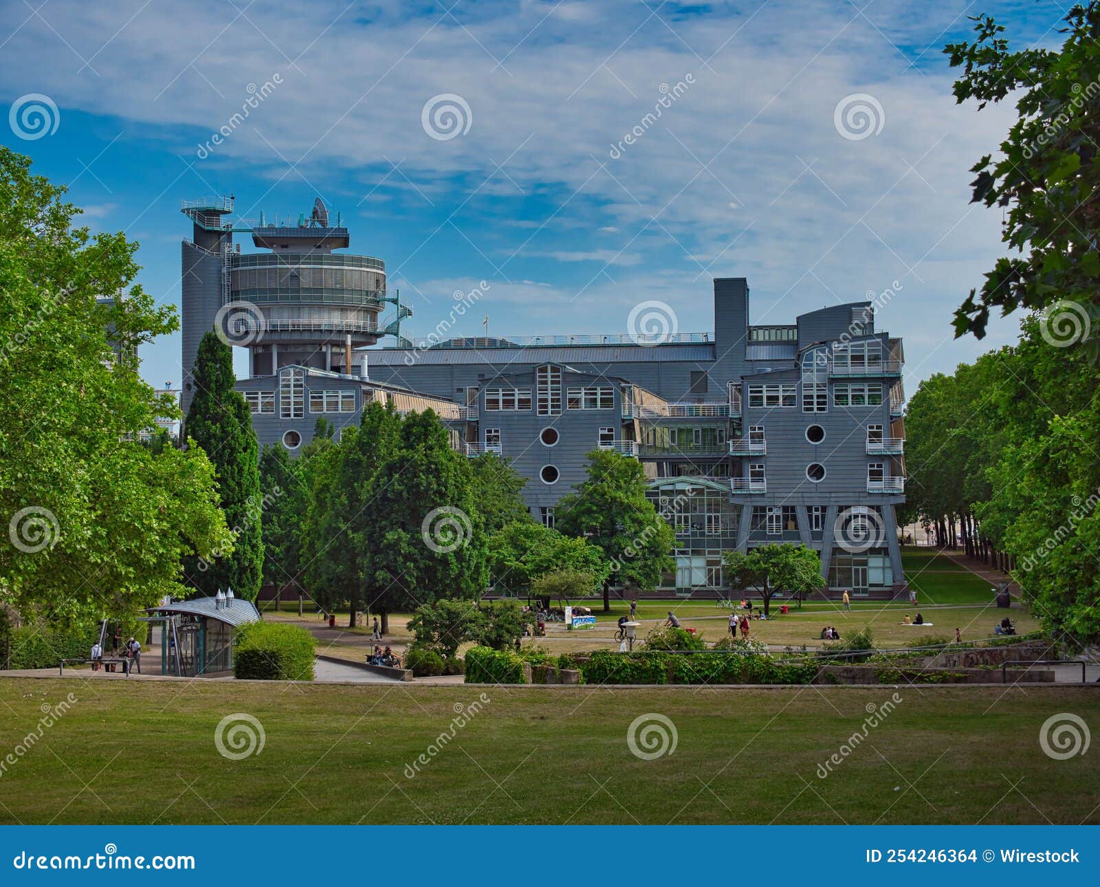Lowangle View of an Industrial Office in the Park Editorial Stock