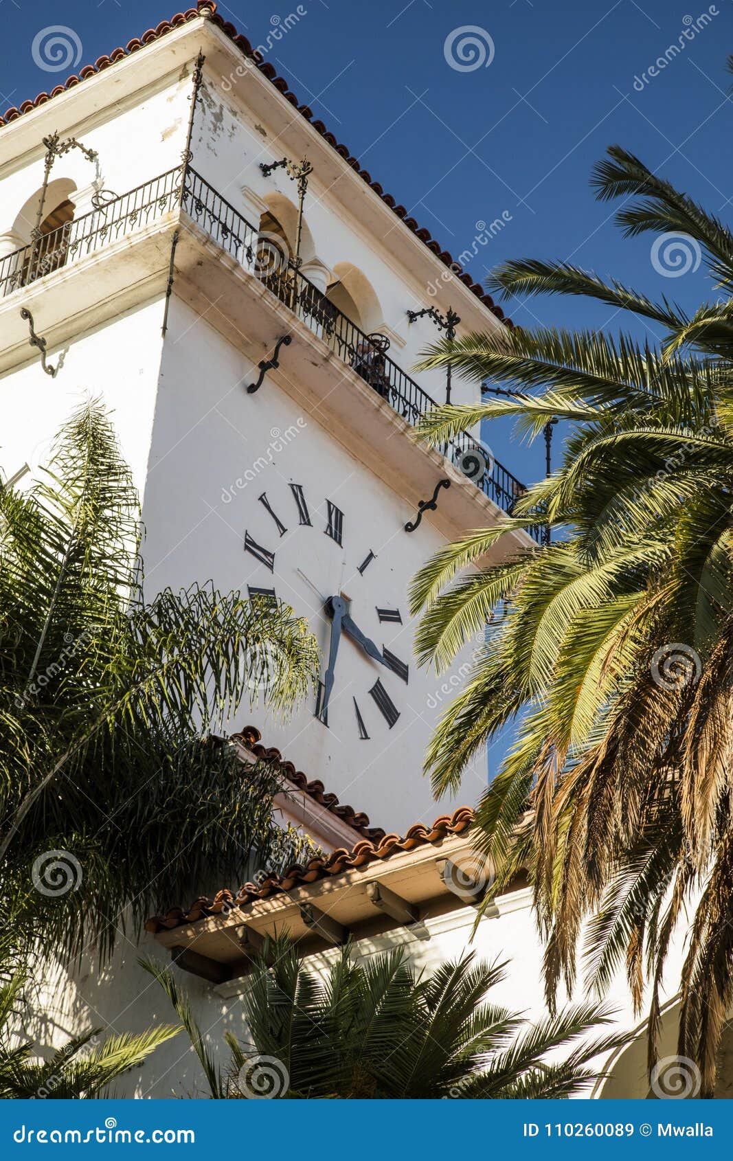 The Clock Tower in Santa Barbara, California Stock Image Image of
