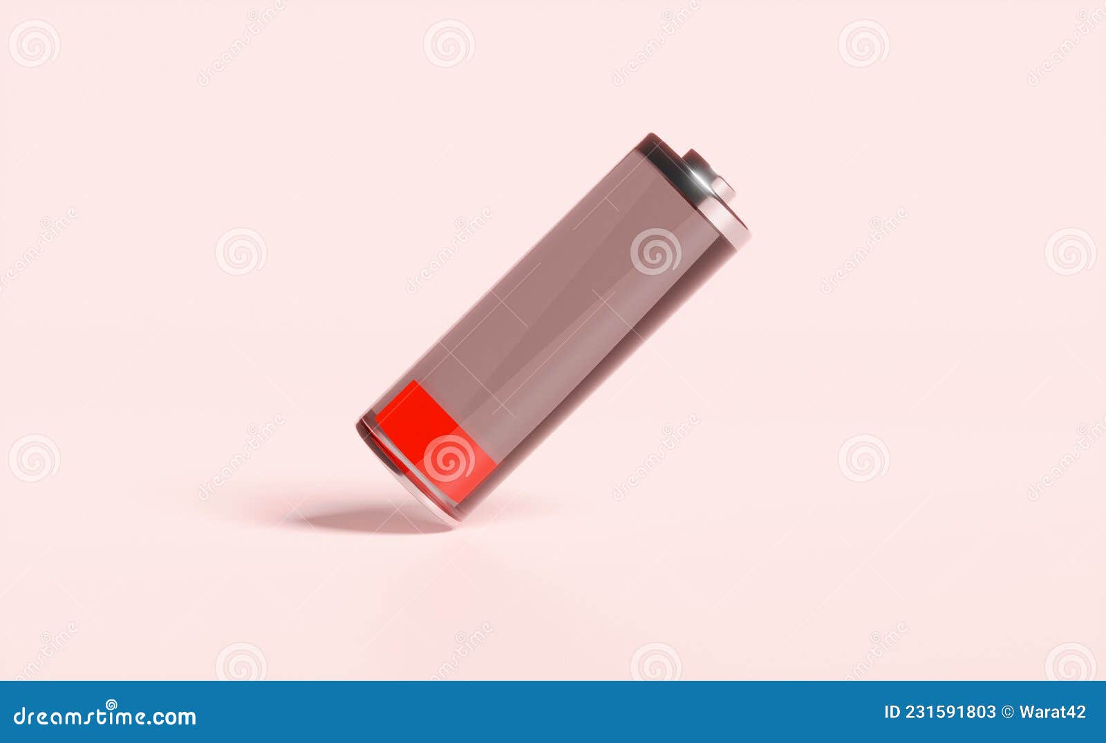 Low Battery Charge Red Indicator Isolated on Pink Background.charging