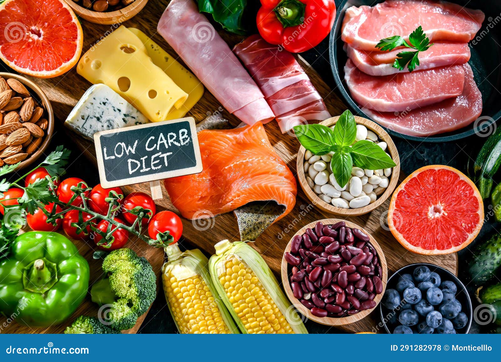 Low-carbohydrate Diet Products Recommended for Weight Loss Stock Photo