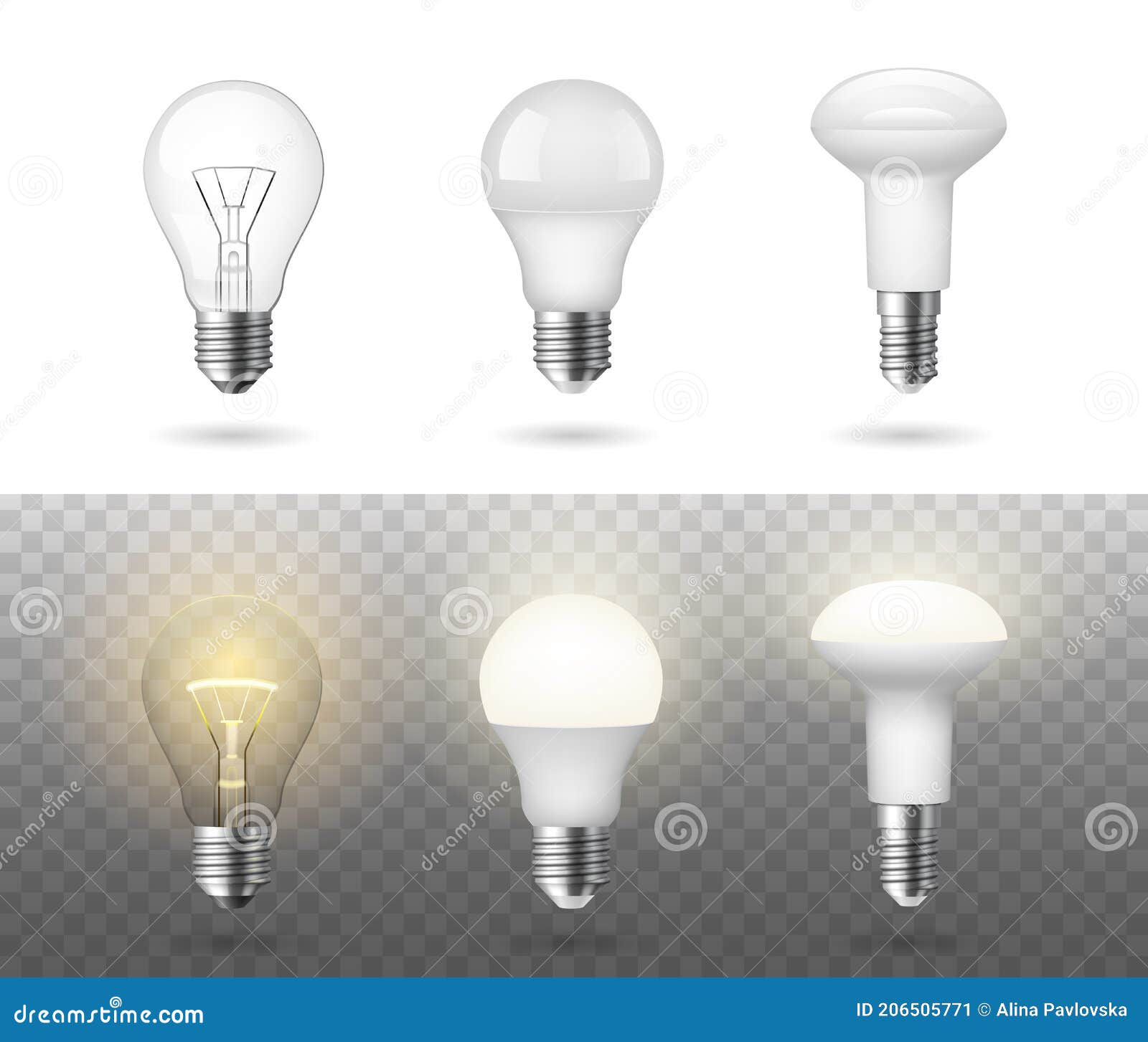 Low Energy Fluorescent Halogen and Incandescent Light Bulbs Realistic