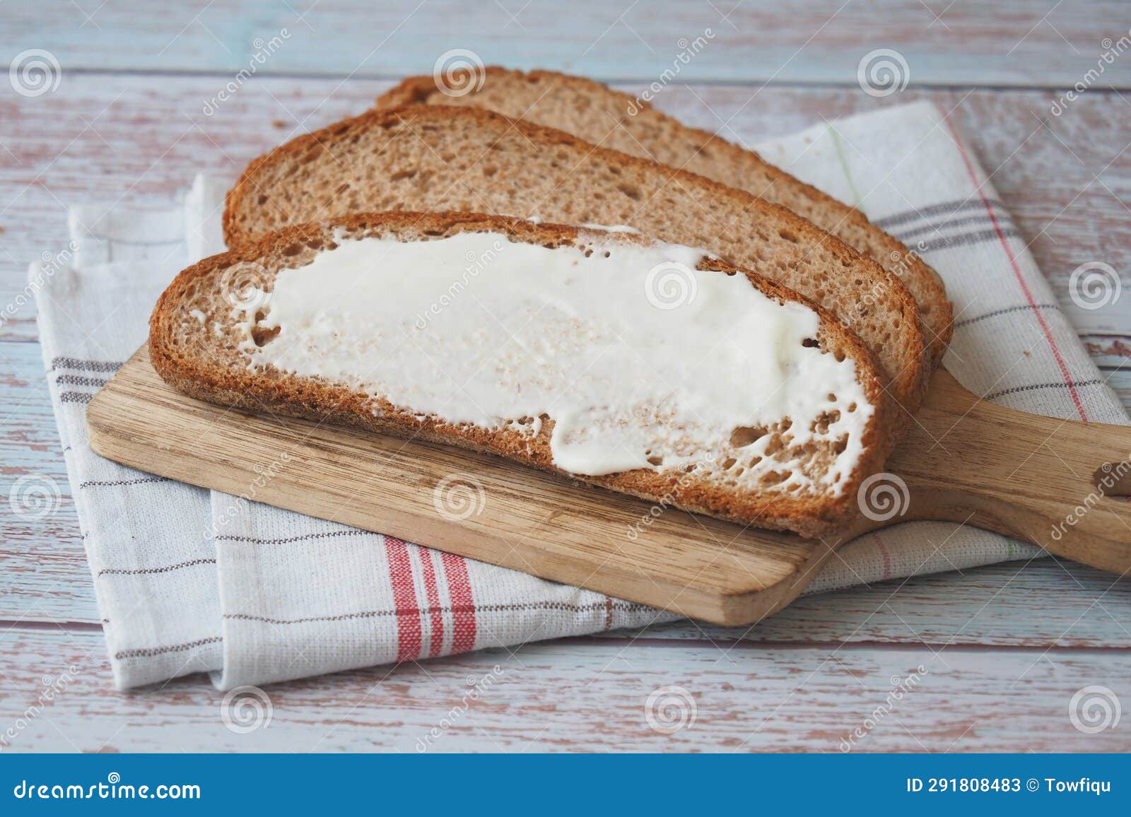 Low Fact Cheese Cream Spread on a Bread Stock Image Image of life