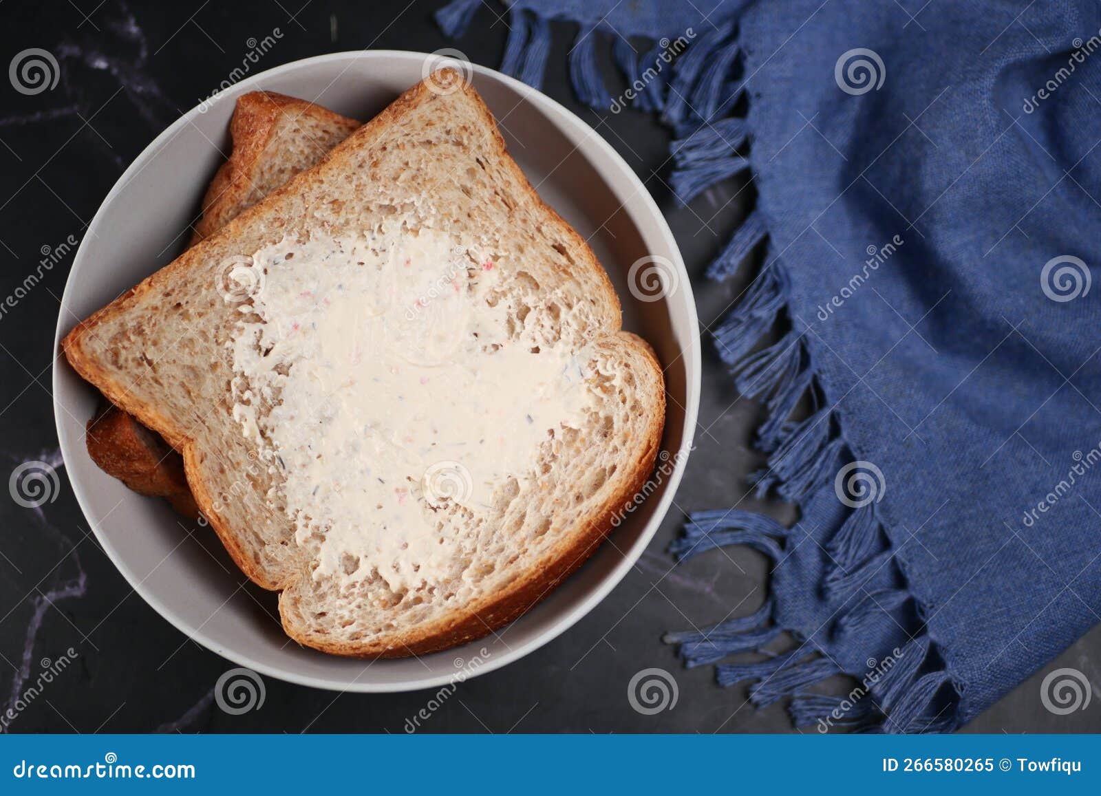 Low Fact Cheese Cream Spread on a Bread Stock Image Image of piece