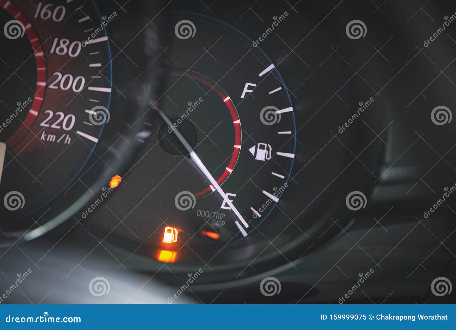 Low Fuel Gauge Showing Fuel Dashboard Stock Image Image of indicator