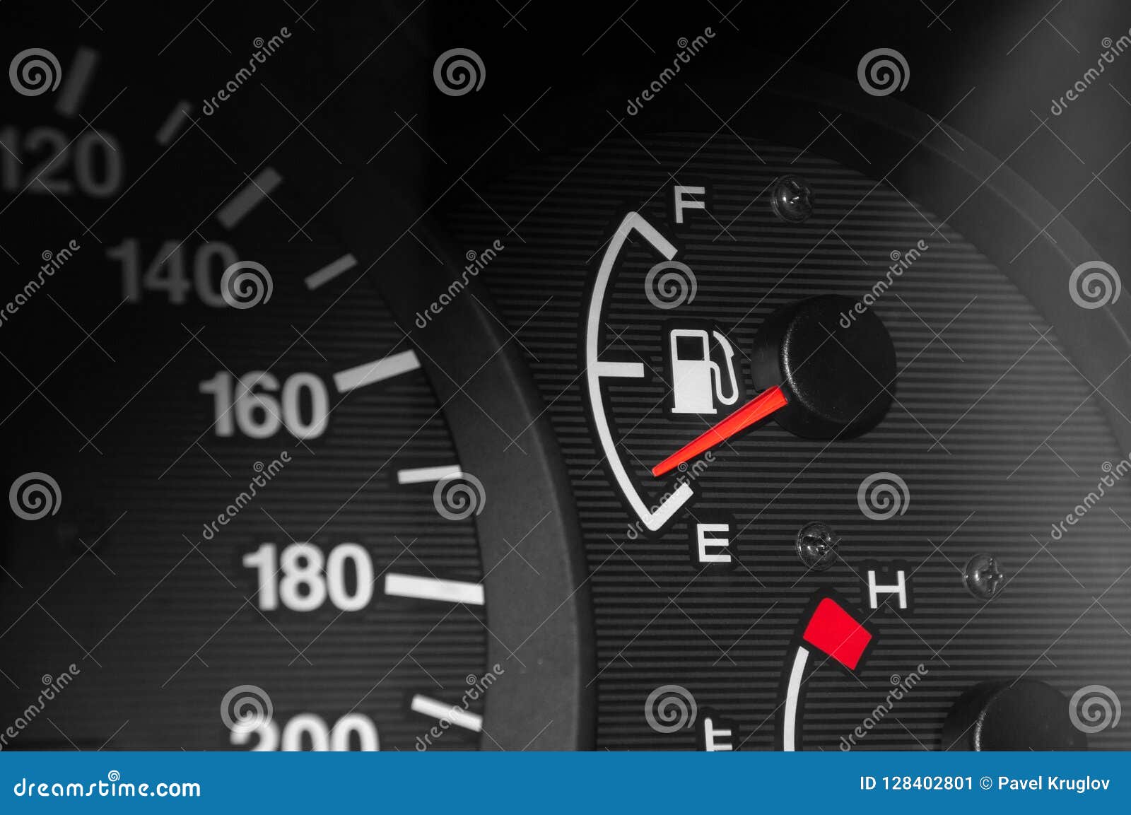 Low Fuel Readings on Car Dashboard Stock Image Image of dash