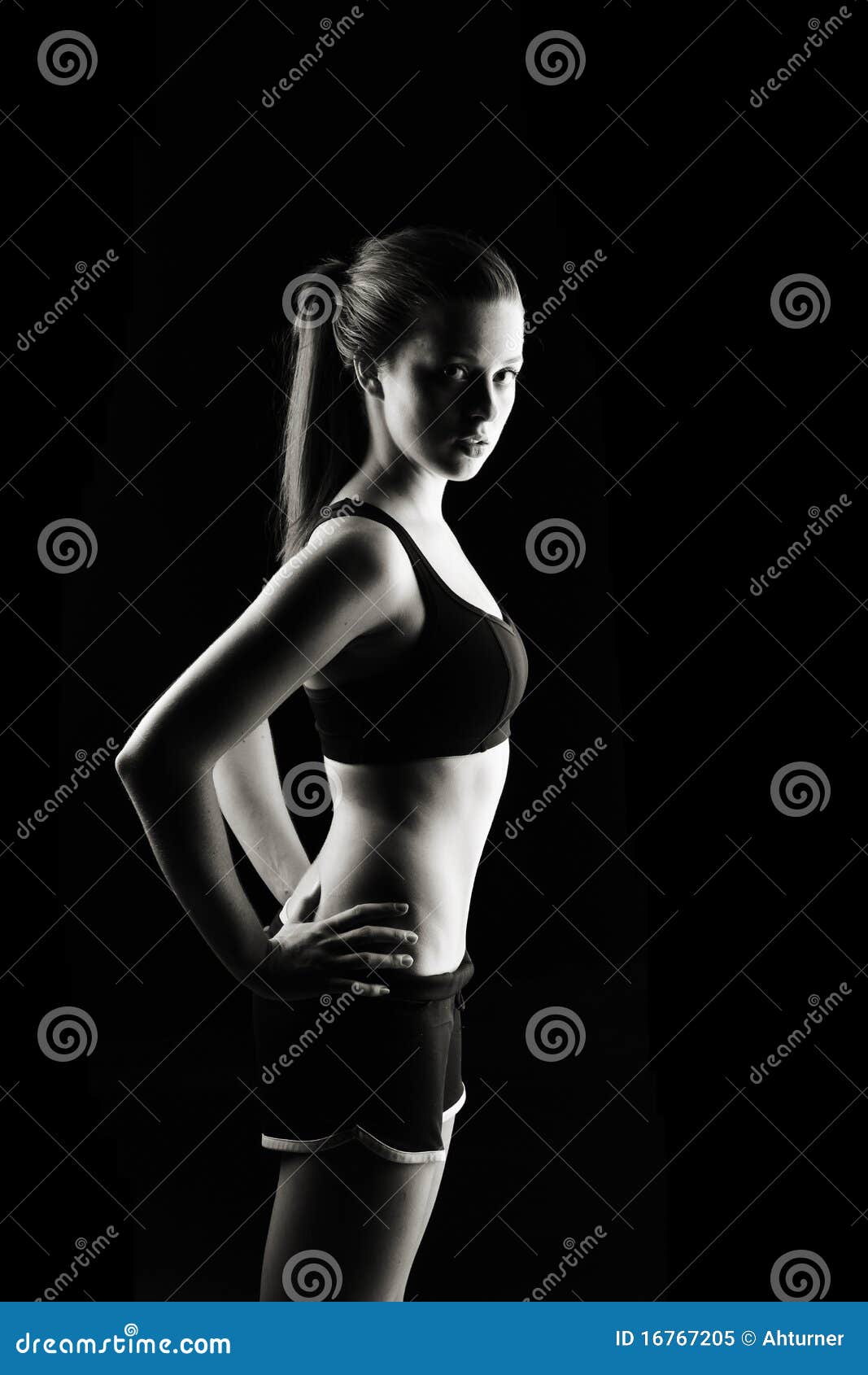 Low Key Silhouette of a Fitness Young Woman. Boobs Stock Image - Image of  muscular, muscle: 43273979