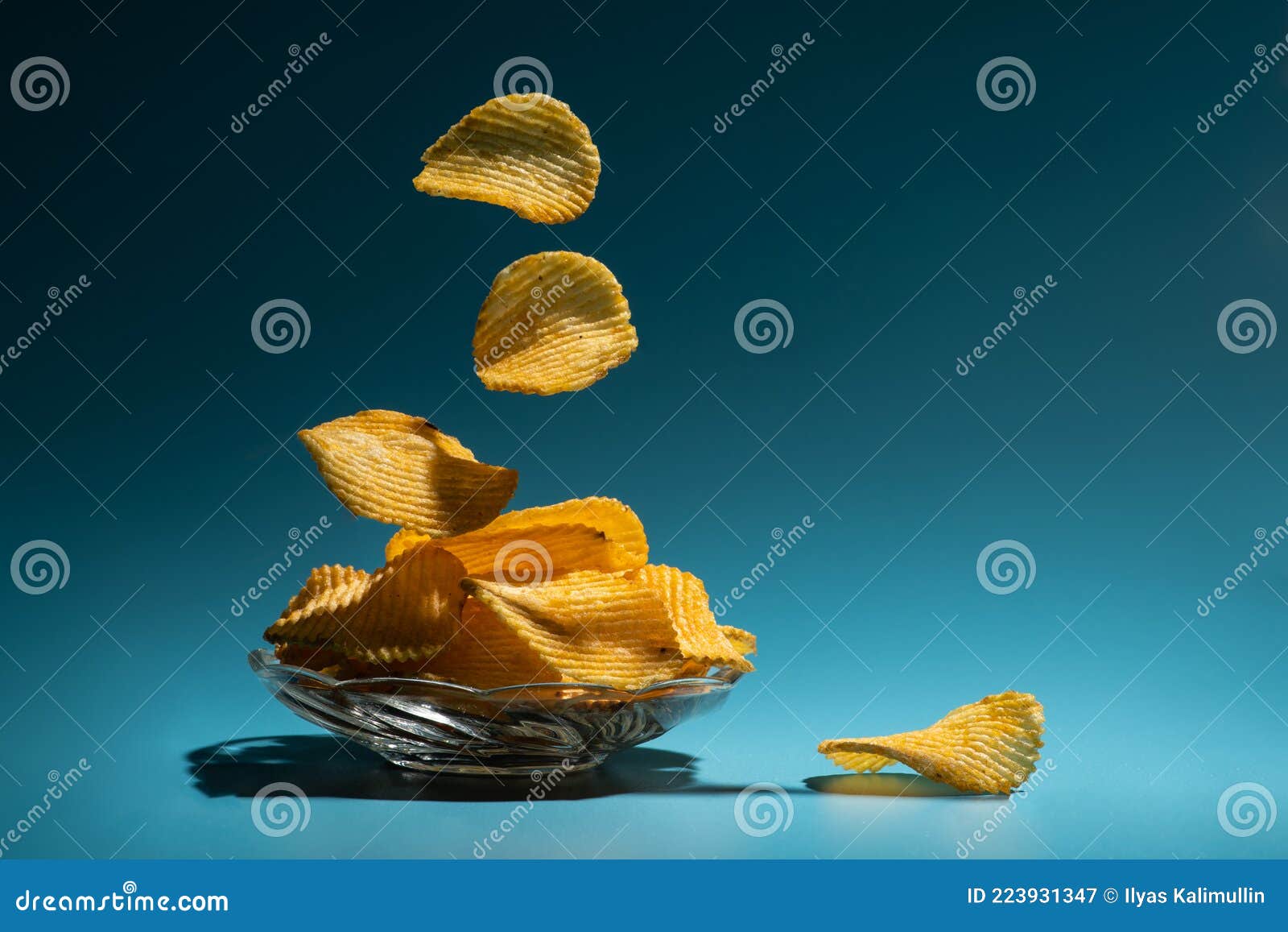 Low Key Photo of Falling Chips Stock Image Image of potato, levitate
