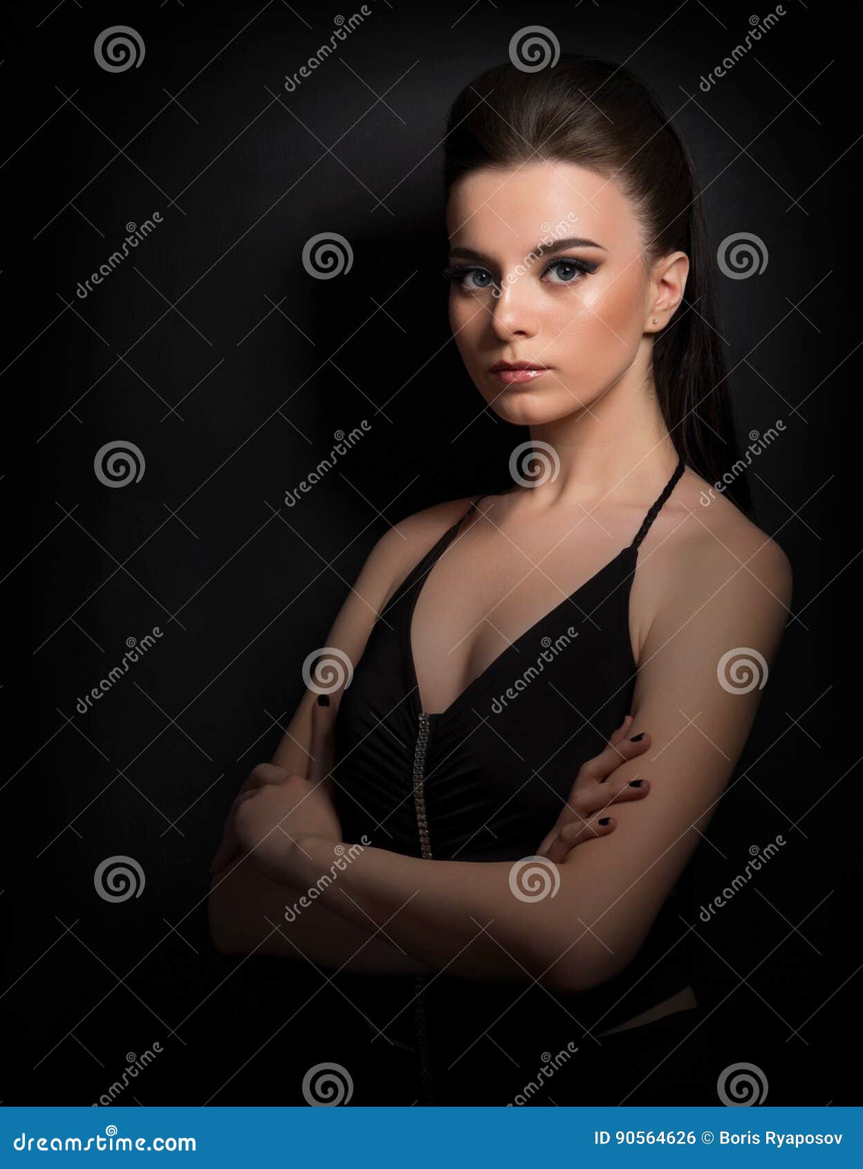 Low Key Portrait of Girl Color Version Stock Photo Image of brown