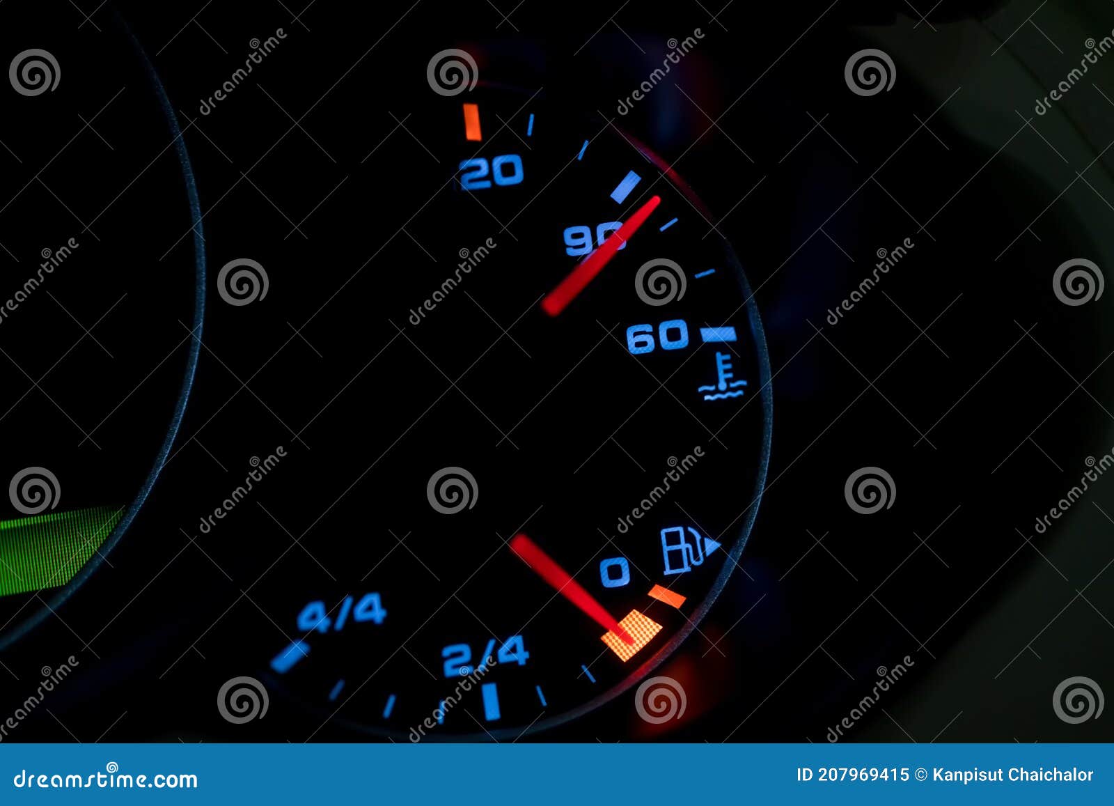 Low Level Fuel Warning Light in Car Dashboard. Stock Image Image of