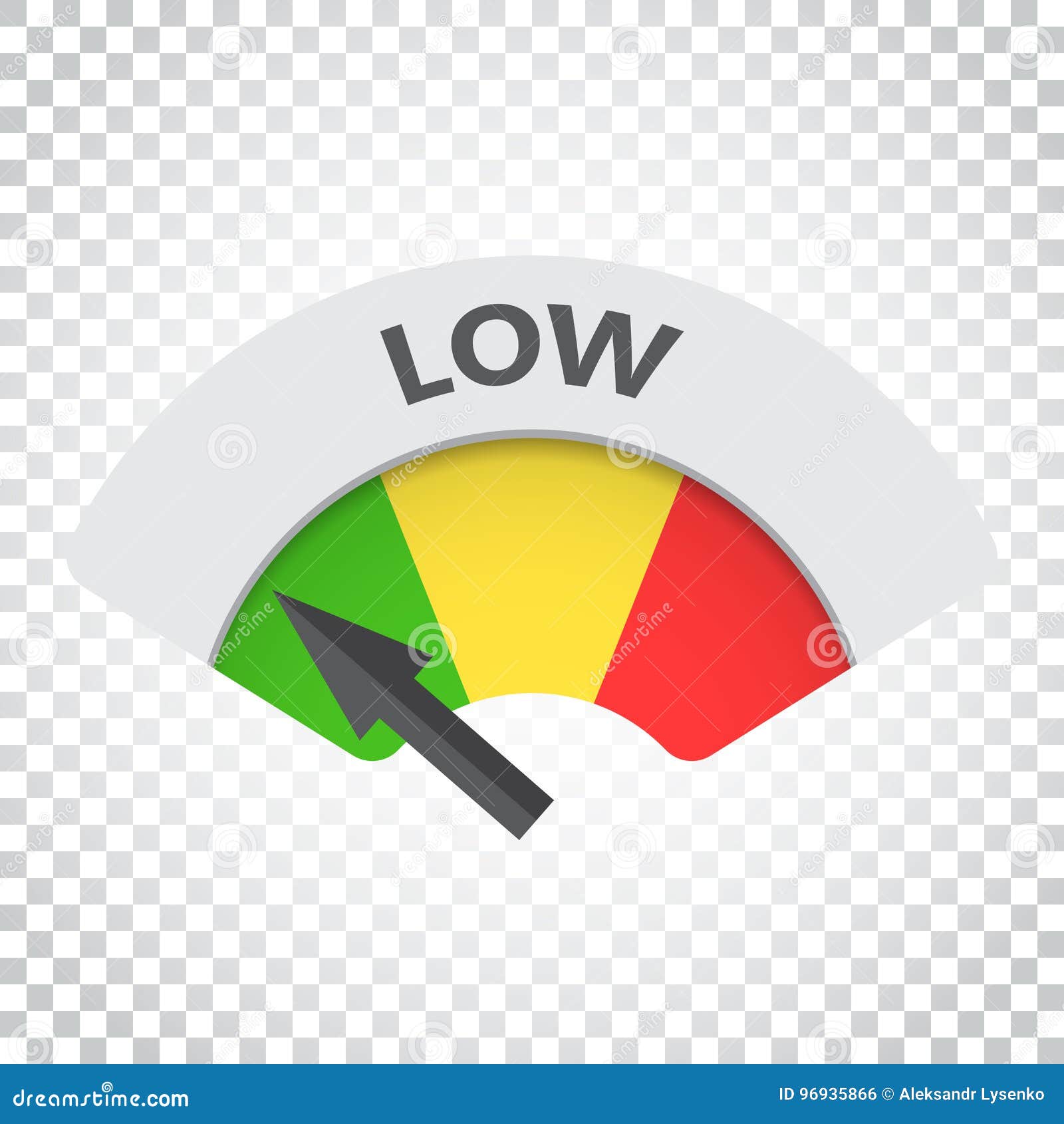 Low Level Risk Gauge Vector Icon. Low Fuel Illustration on Isolated