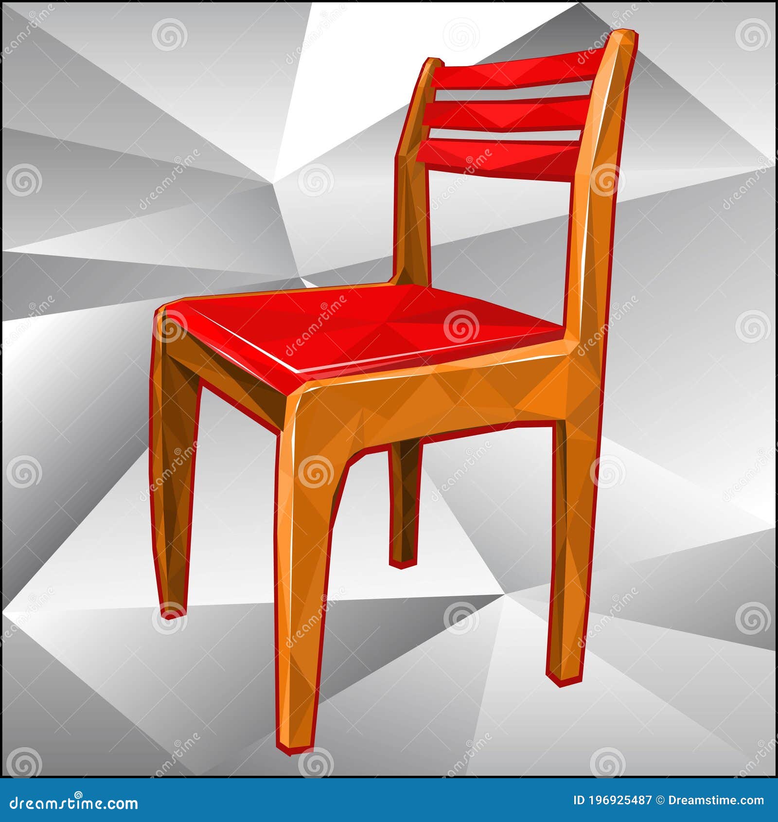 A Low-poly Chair with a Red Seat. Wooden. Vector Illustration Stock Vector - Illustration of graphic, interior: 196925487 A Low-poly Chair with a Red Seat. Wooden. Vector Illustration Stock Vector - Illustration of graphic, interior: 196925487