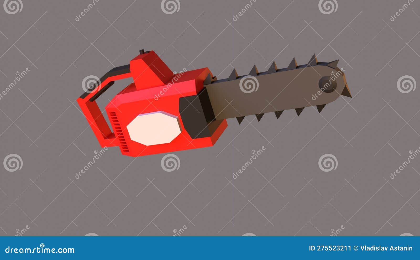 Low Poly 3d Chainsaw on Gray Background Stock Illustration