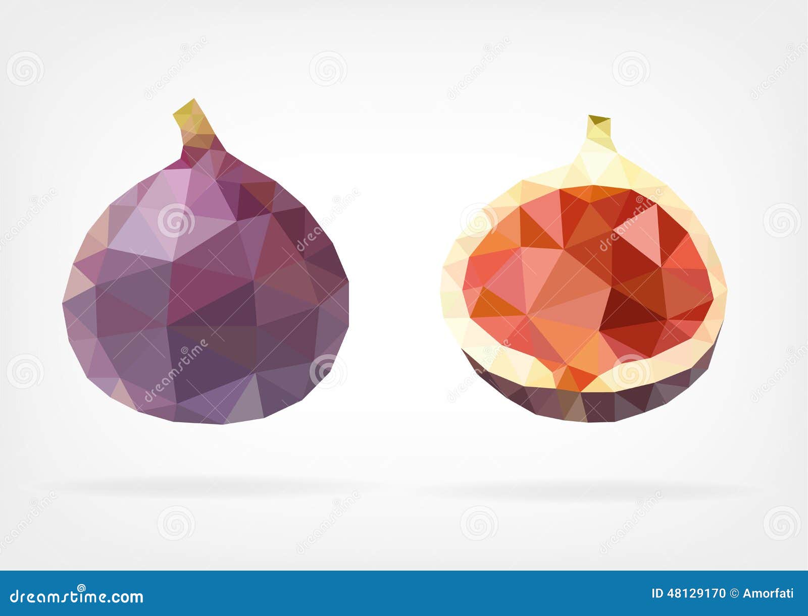 low poly fig fruit