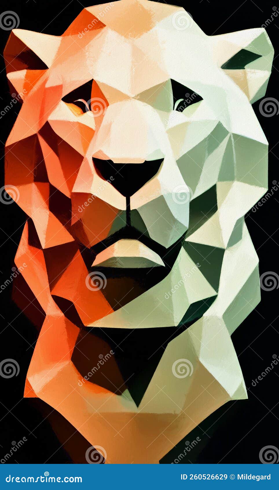 low poly lion - stylized digital art