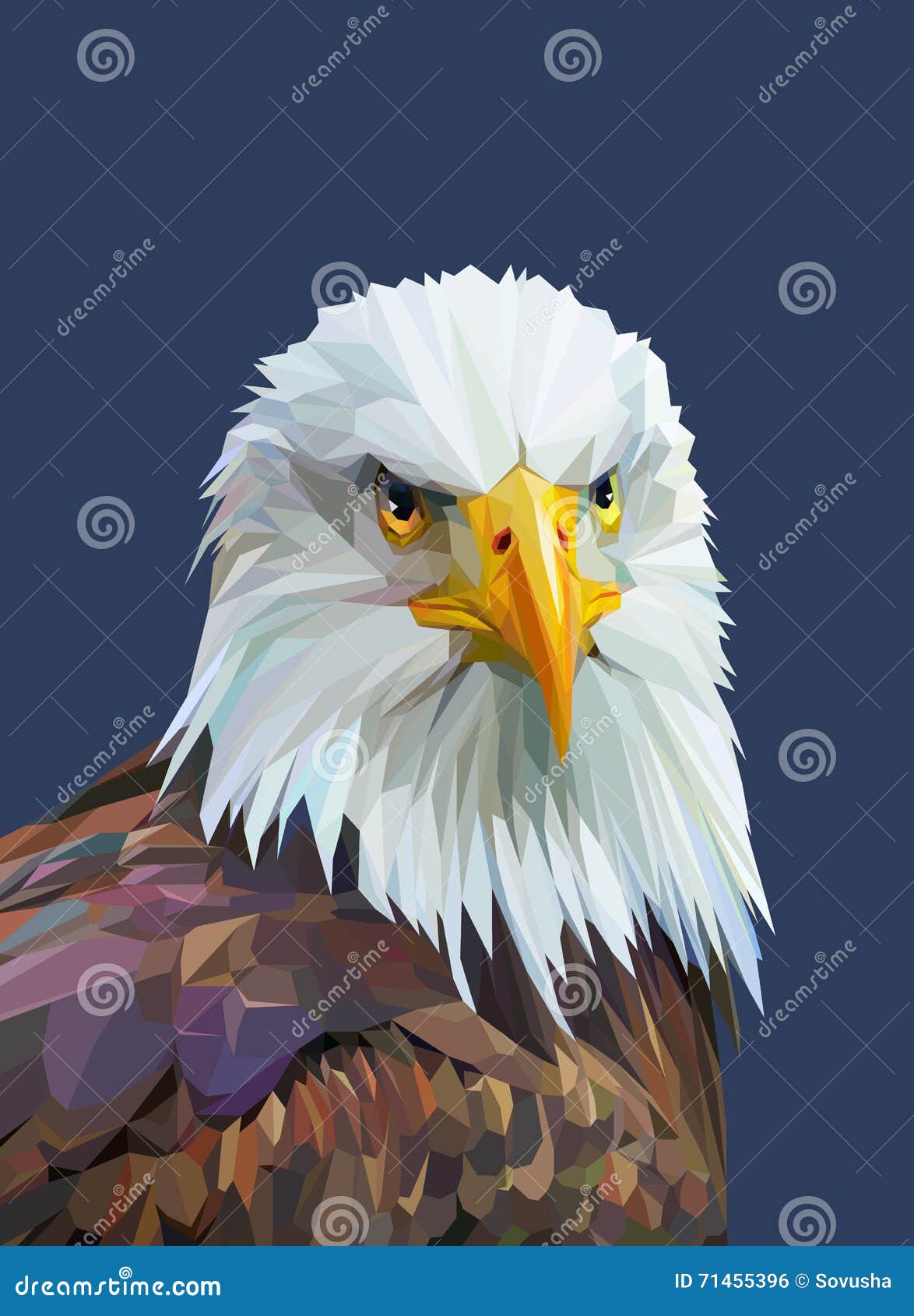 low poly poster with eagle.  .