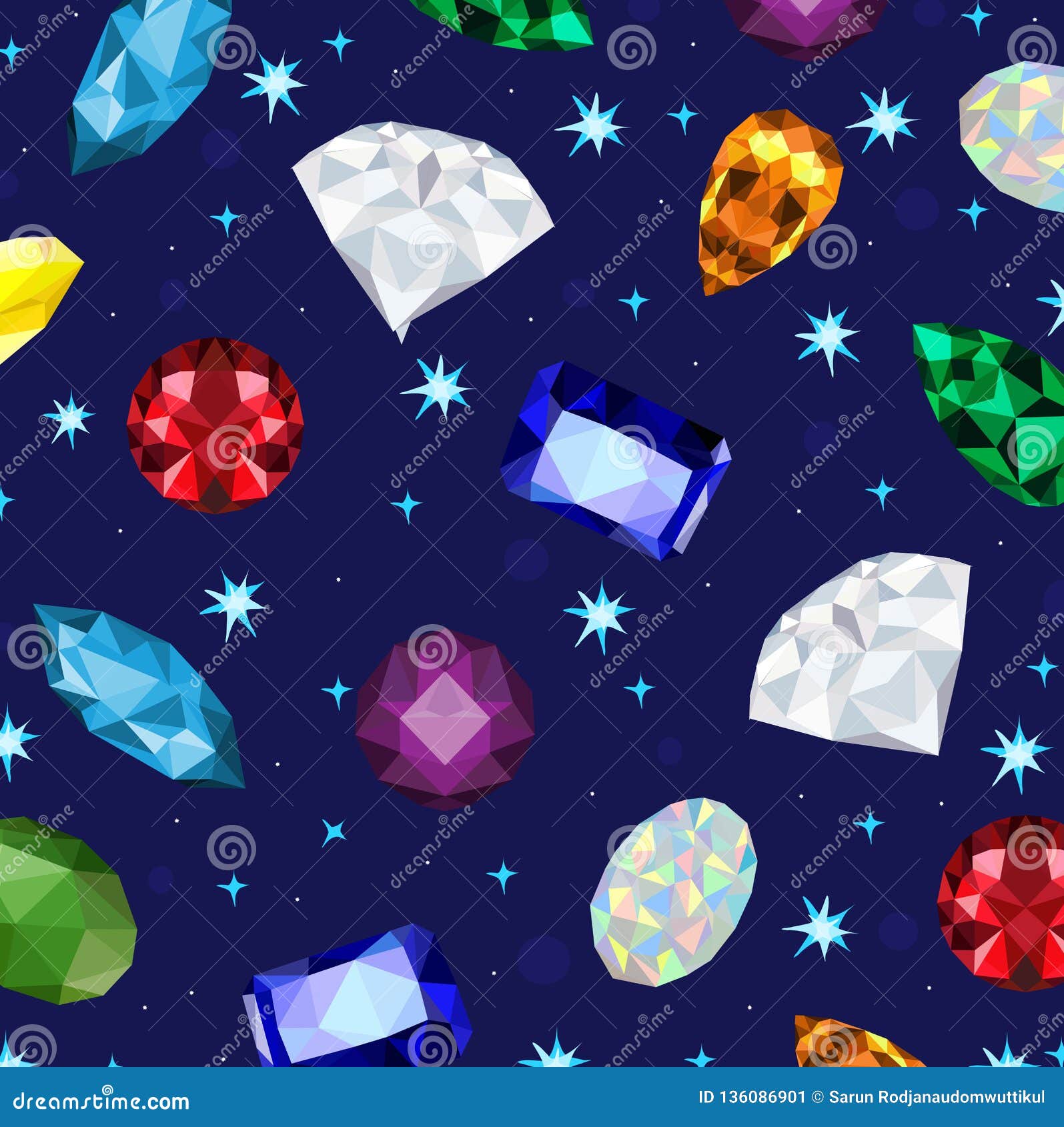 Low Poly Set of Gem,jewel ,crystal Background Texture,geometric Concept