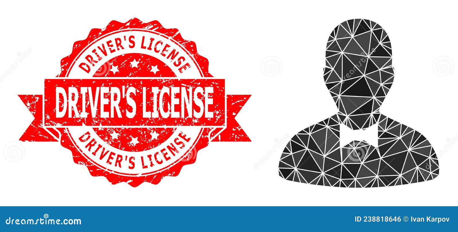 rubber driver's license seal and gentleman triangle mocaic icon