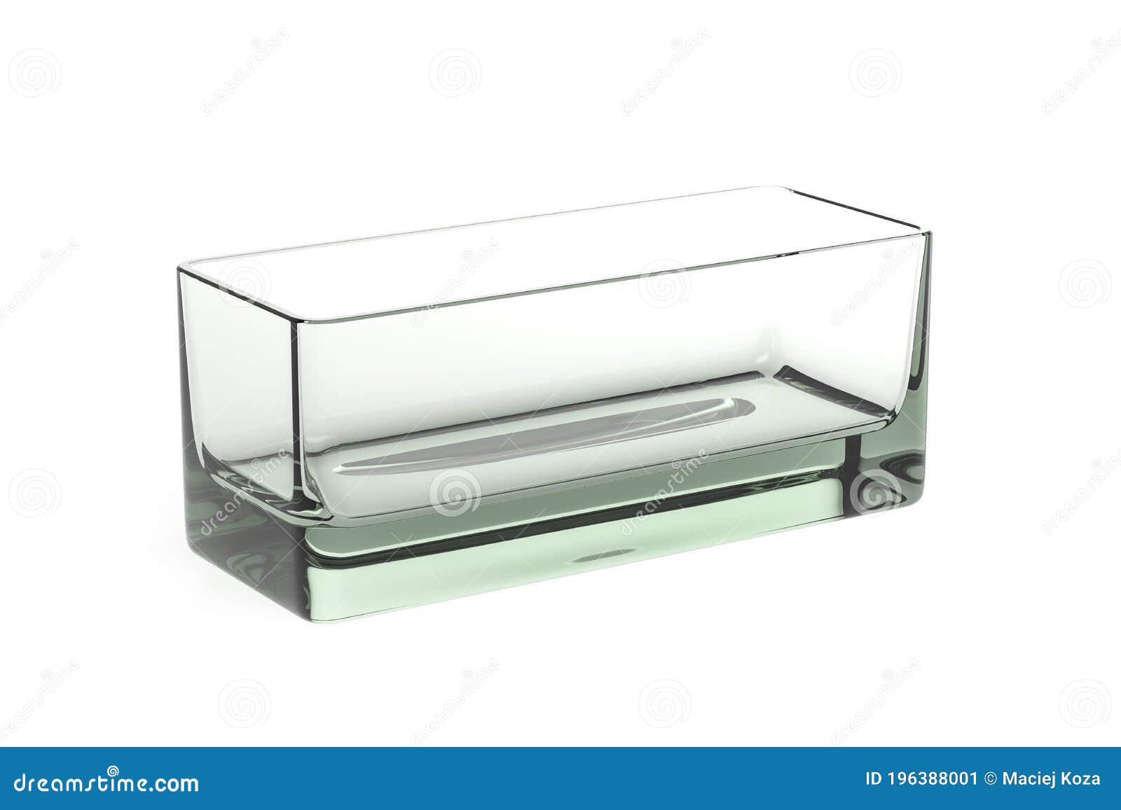 Low Rectangular Glass Vase Isolated on White Stock Illustration