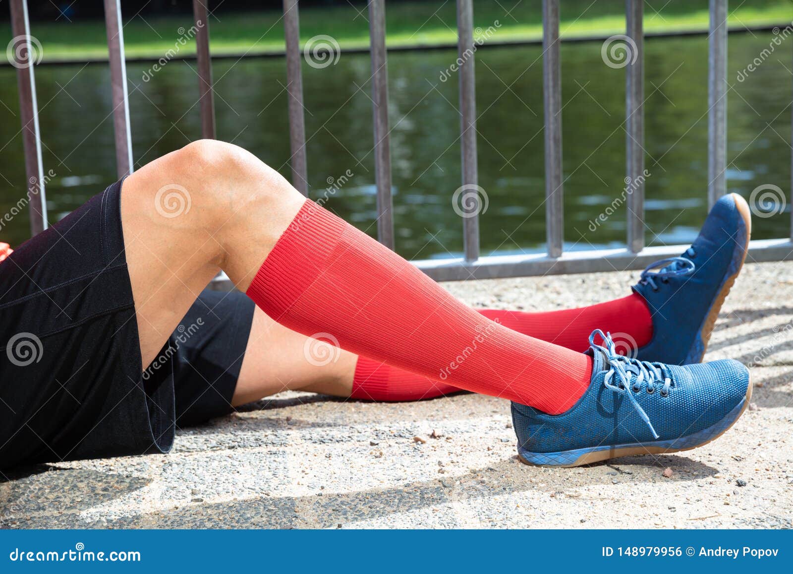 Low Section View of a Male Jogger`s Feet Stock Photo Image of metal