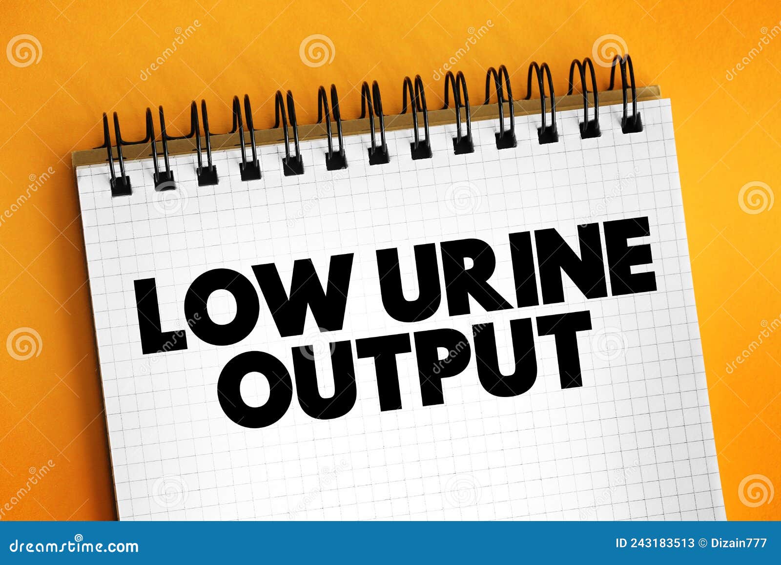 low urine output text on notepad, medical concept background