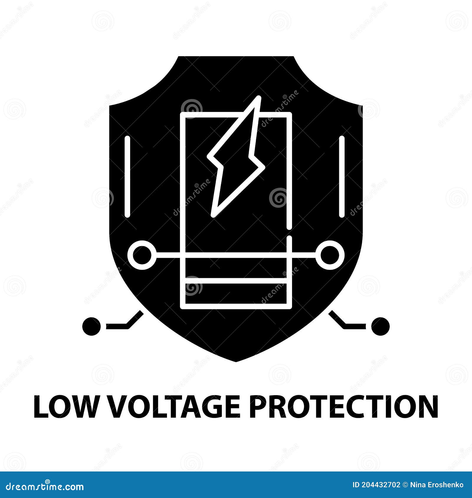 Low Voltage Protection Icon, Black Vector Sign with Editable Strokes
