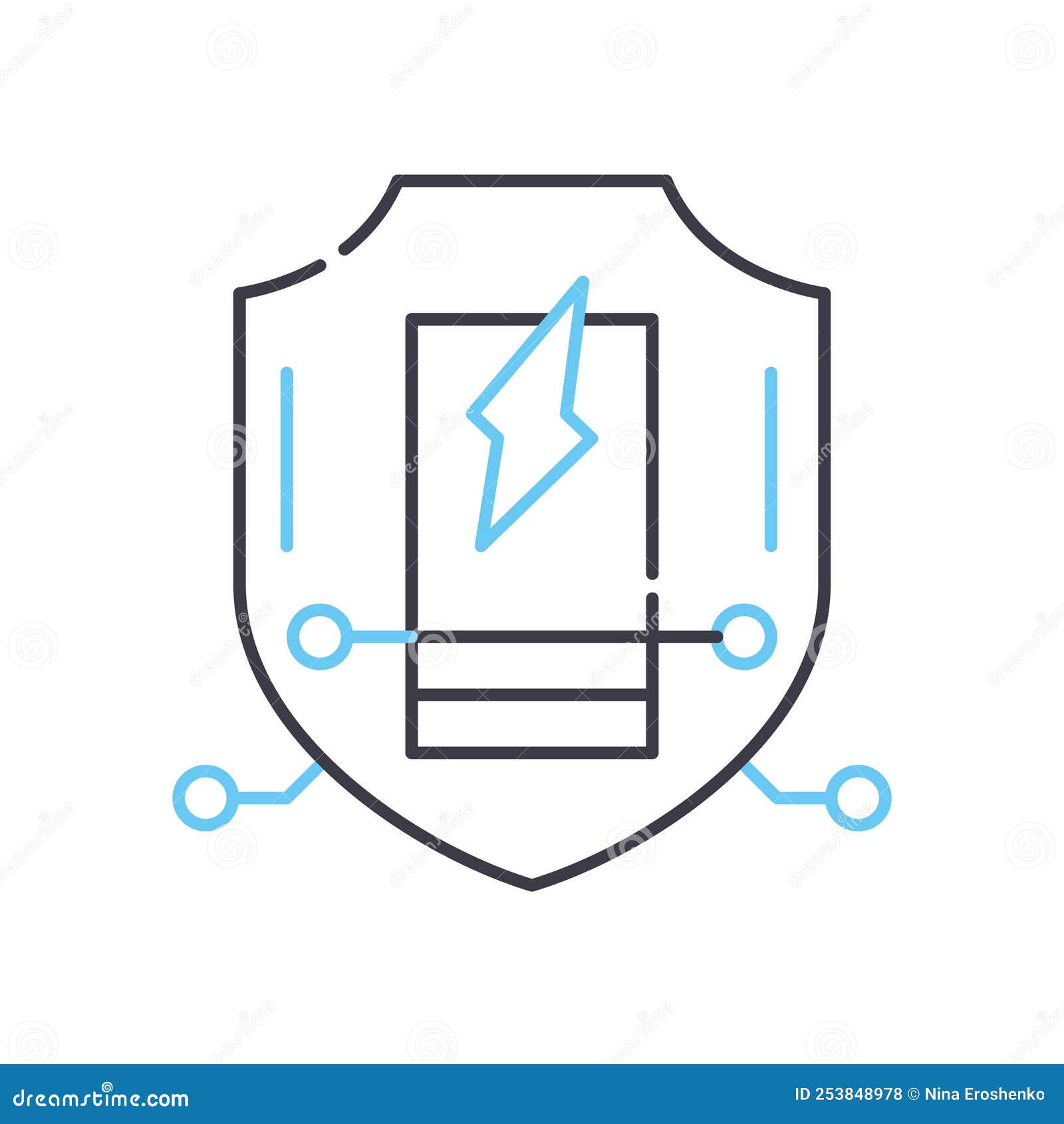 Low Voltage Protection Line Icon, Outline Symbol, Vector Illustration