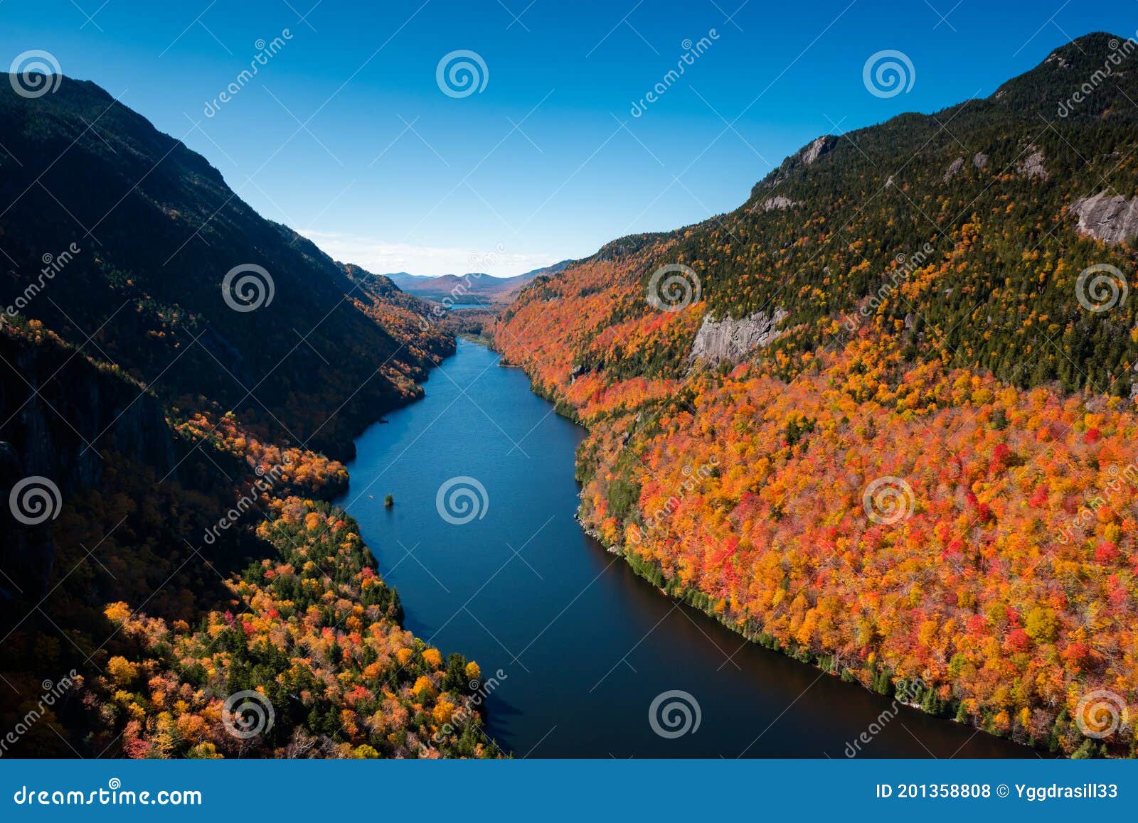 Lower Ausable Lake at Fall Seen from Indian Head Stock Photo Image of