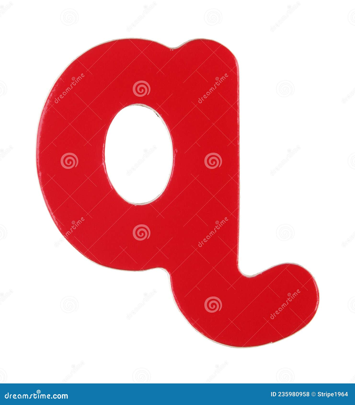 Lower Case Q Letter on White with Clipping Path Stock Photo