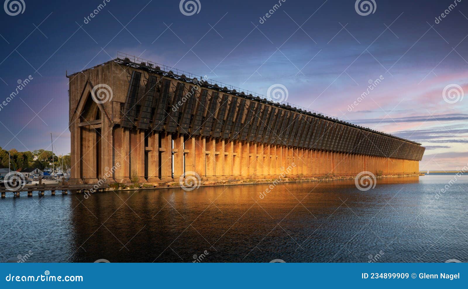 Lower Harbor Ore Dock at Sunset Editorial Stock Image Image of boats