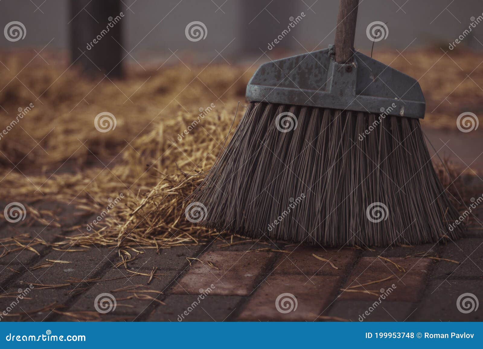 The Lower Part of the Broom when Cleaning the Yard Stock Photo Image