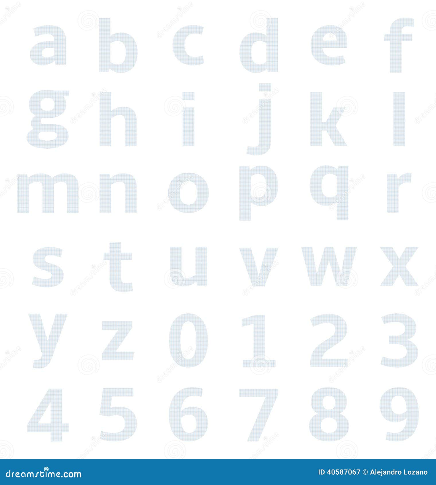 lowercase alphabet graph paper stock vector illustration