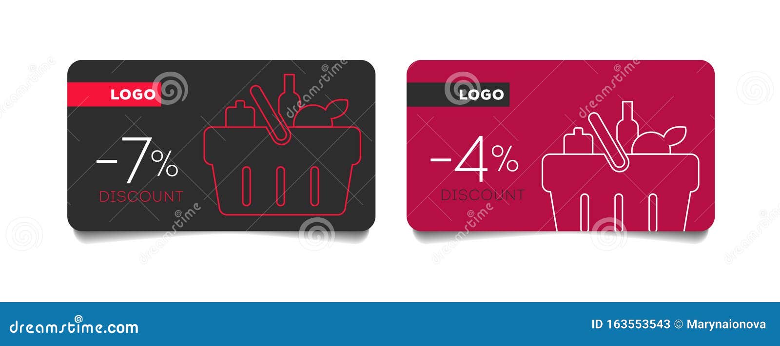 loyalty discount cards set with shopping basket  mono line icon, collect bonus, earn reward, redeem gift, win