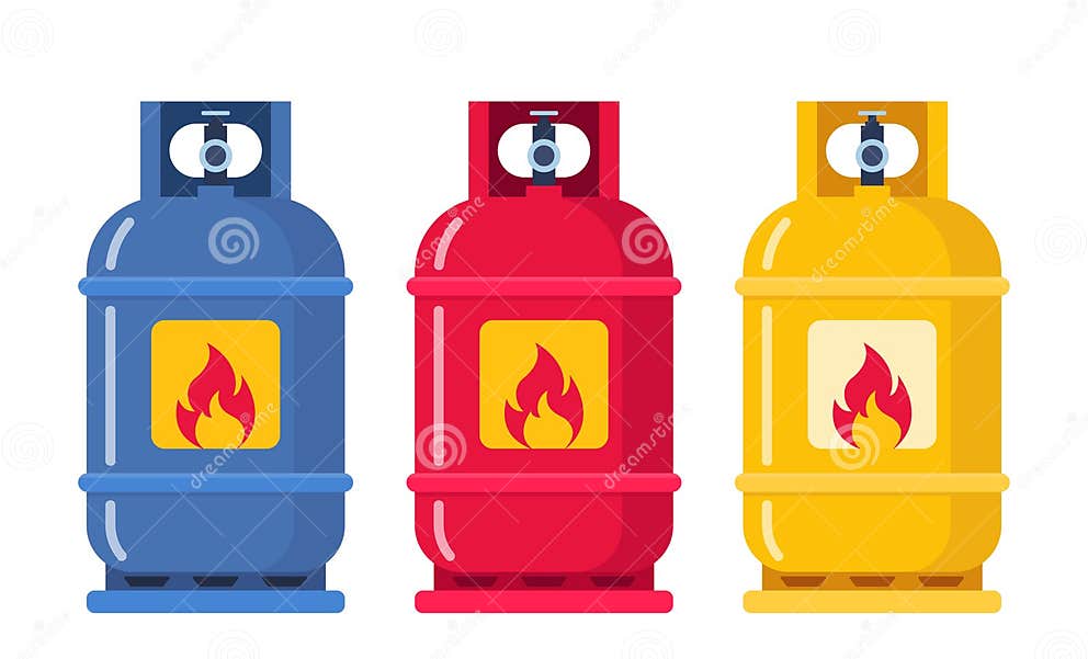 LPG. Flammable Gas Tanks, Set. Propane, Butane, Methane Gas Tank. Gas
