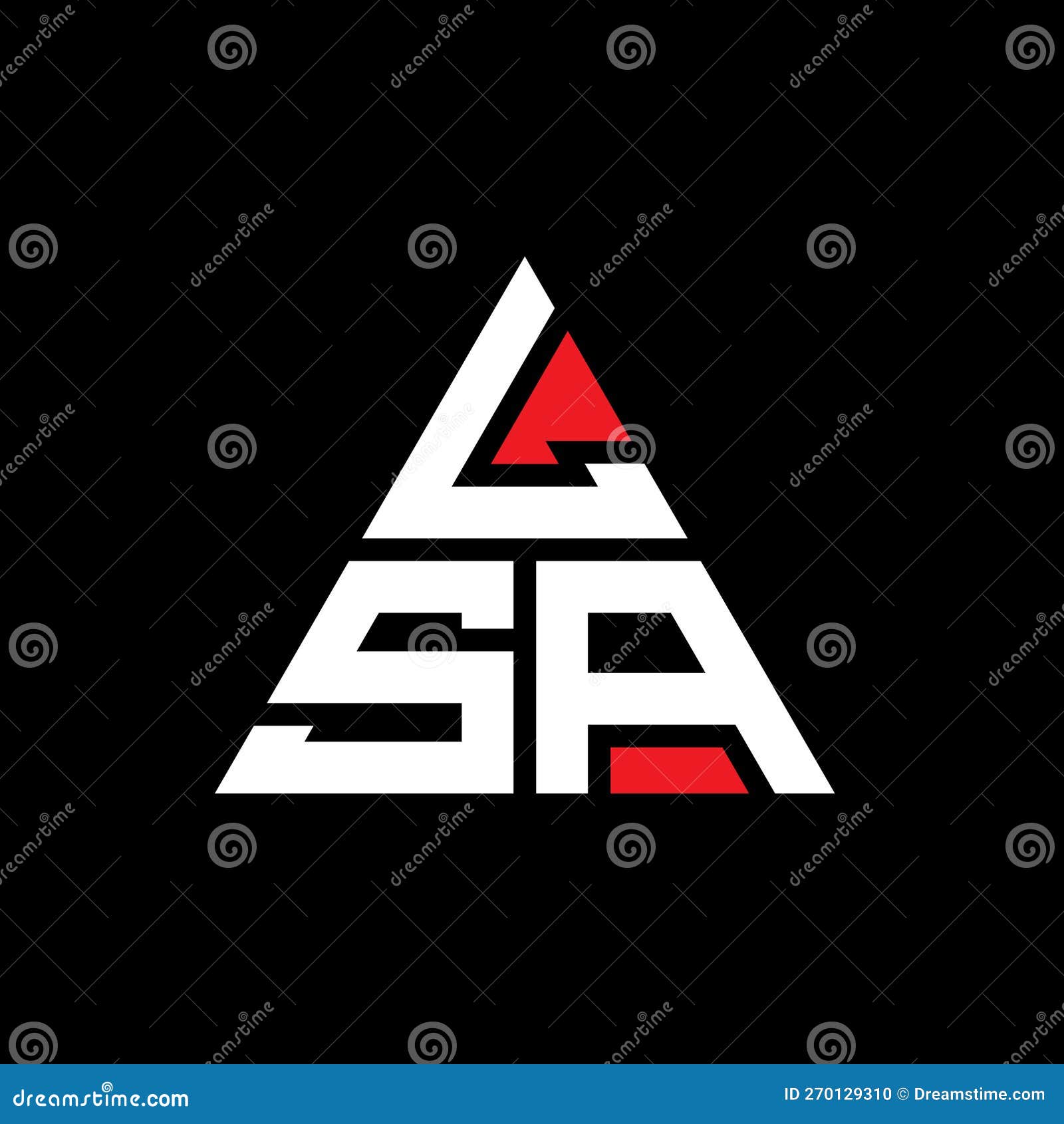 lsa triangle letter logo  with triangle . lsa triangle logo  monogram. lsa triangle  logo template with red