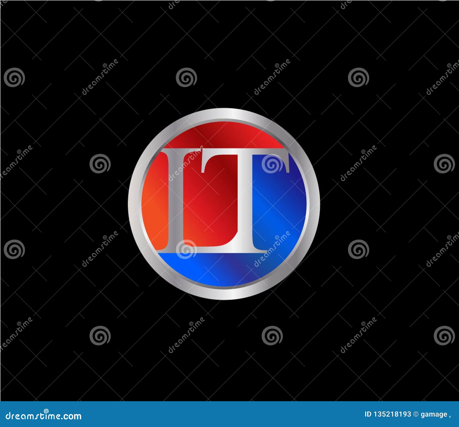 lt initial circle  silver red blue color later logo desig