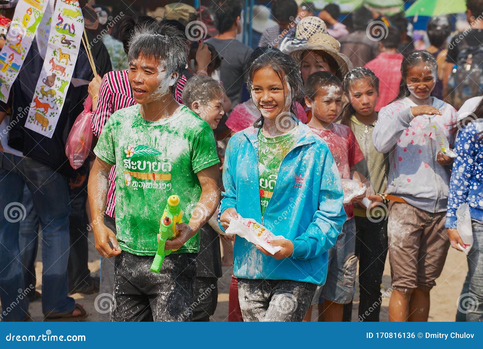 Young People Celebrate Laotian New Year in Luang Prabang, Laos