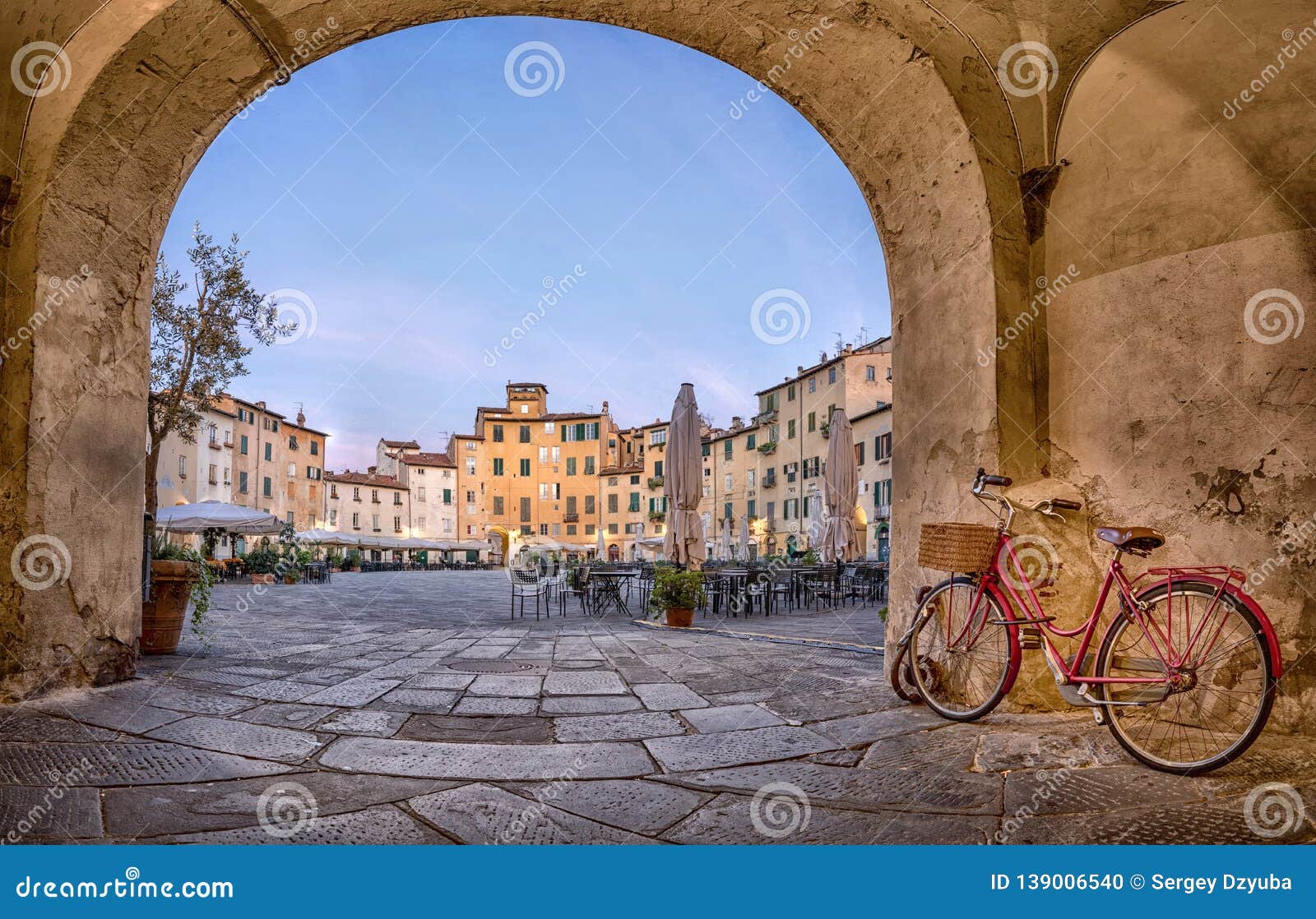 lucca, italy. view of piazza dell`anfiteatro square